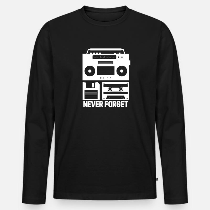 90er Jahre - Männer Premium Bio Langarmshirt - Schwarz