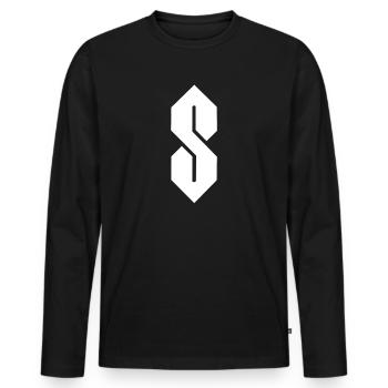 90er Jahre Neunziger 90s 80er 80s Geschenk - Männer Premium Bio Langarmshirt - Schwarz - Vorne - Nico (187cm)