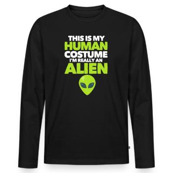 Alien - Männer Premium Bio Langarmshirt - Schwarz - Vorne - Nico (187cm)