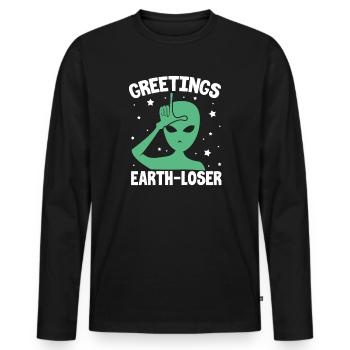 Alien - Männer Premium Bio Langarmshirt - Schwarz - Vorne - Nico (187cm)