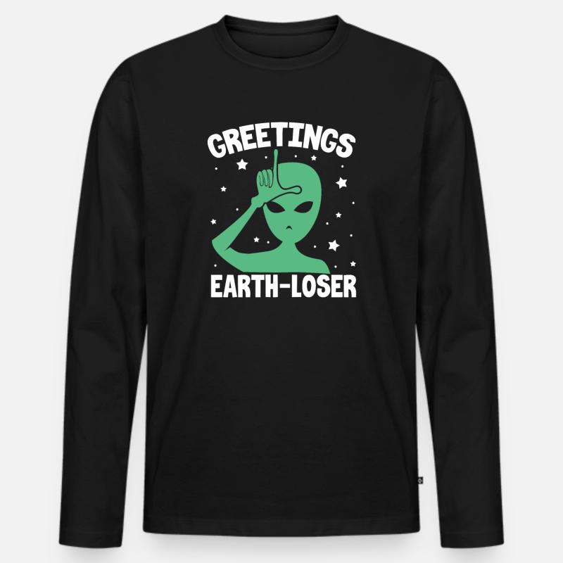 Alien - Männer Premium Bio Langarmshirt - Schwarz