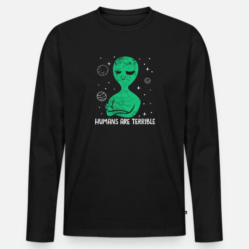 Alien - Männer Premium Bio Langarmshirt - Schwarz