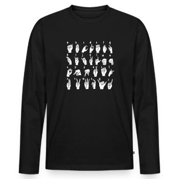 ASL Sign Language Deaf Sign Language - Men's Premium Organic Long Sleeve Shirt - black - Front - Nico (187cm)