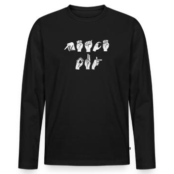 ASL Sign Language Deaf Sign Language - Men's Premium Organic Long Sleeve Shirt - black - Front - Nico (187cm)