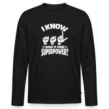 Sign language - Men's Premium Organic Long Sleeve Shirt - black - Front - Nico (187cm)