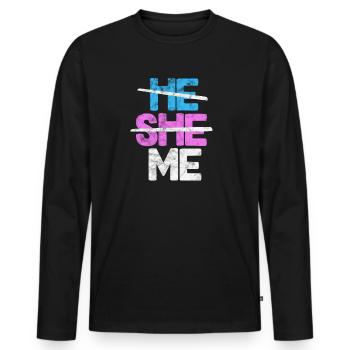 Queer LGBT Transgender Genderqueer gift - Men's Premium Organic Long Sleeve Shirt - black - Front - Nico (187cm)