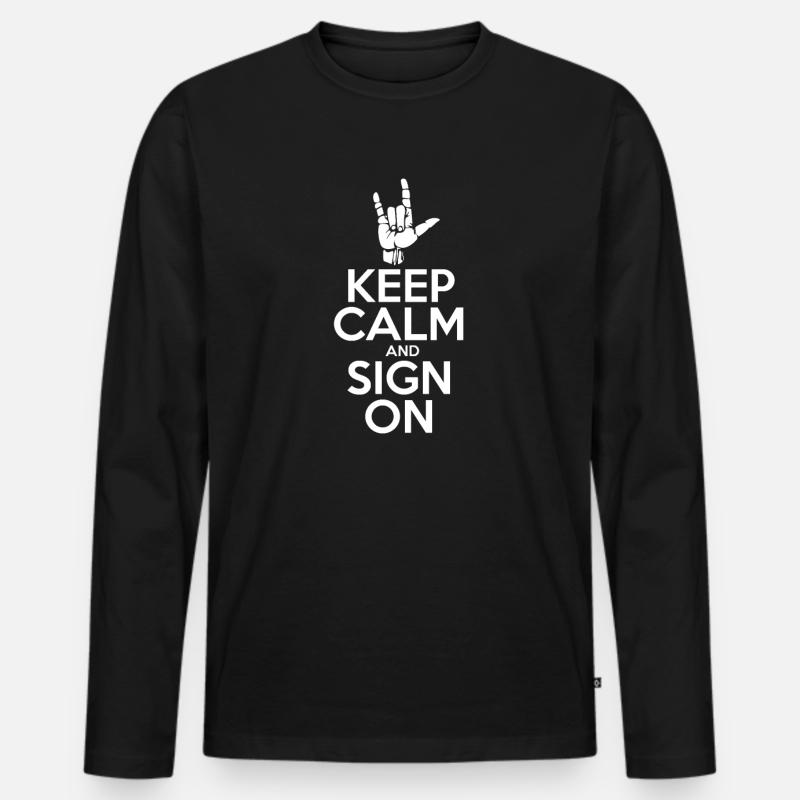 Gebärdensprache - Männer Premium Bio Langarmshirt - Schwarz