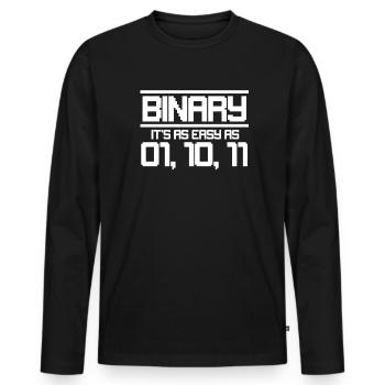 Code binaire - T-shirt manches longues Premium bio Homme - noir - Devant - Nico (187cm)
