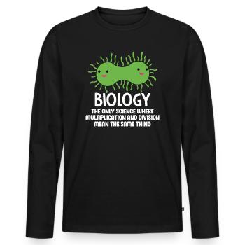 biology - Men's Premium Organic Long Sleeve Shirt - black - Front - Nico (187cm)