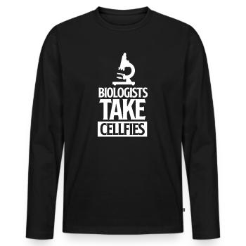 biology - Men's Premium Organic Long Sleeve Shirt - black - Front - Nico (187cm)