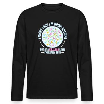 biology - Men's Premium Organic Long Sleeve Shirt - black - Front - Nico (187cm)