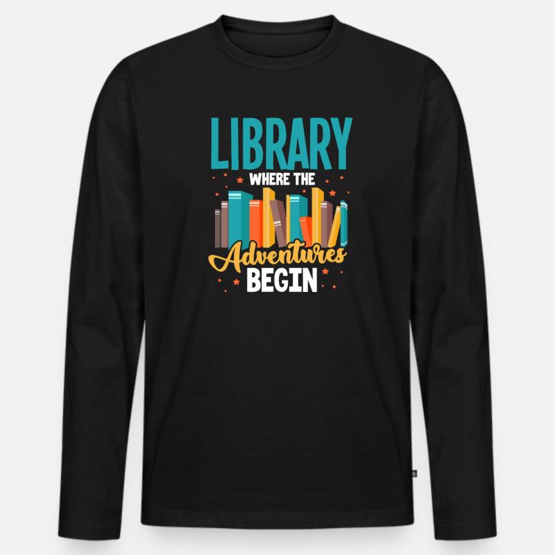 Bibliothek - Männer Premium Bio Langarmshirt - Schwarz