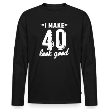 40e anniversaire 40 ans 1970 quarante cadeau - T-shirt manches longues Premium bio Homme - noir - Devant - Nico (187cm)