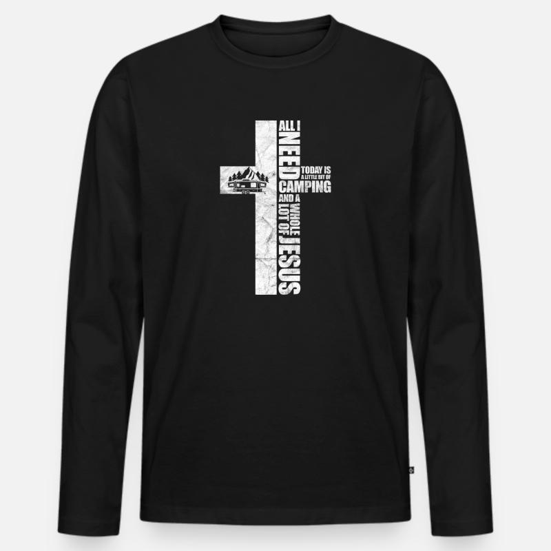 Camping Jesus - Männer Premium Bio Langarmshirt - Schwarz