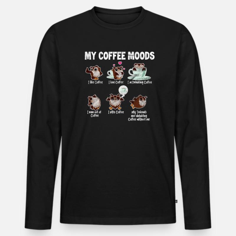 Kaffee Eule - Männer Premium Bio Langarmshirt - Schwarz