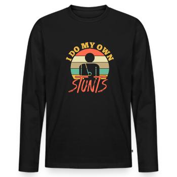 Armbruch Knochenbruch Unfall Arm Stunt Geschenk - Männer Premium Bio Langarmshirt - Schwarz - Vorne - Nico (187cm)