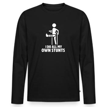 Beinbruch Unfall Krankenhaus Gips Bein Geschenk - Männer Premium Bio Langarmshirt - Schwarz - Vorne - Nico (187cm)