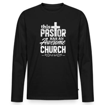 pastor - Men's Premium Organic Long Sleeve Shirt - black - Front - Nico (187cm)