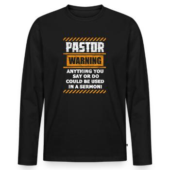 pastor - Men's Premium Organic Long Sleeve Shirt - black - Front - Nico (187cm)