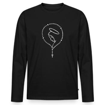 Rosary Jesus Mary God Christian Gift - Men's Premium Organic Long Sleeve Shirt - black - Front - Nico (187cm)