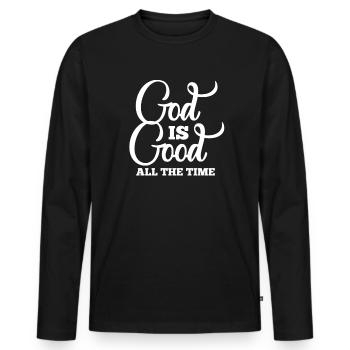 Gott - Männer Premium Bio Langarmshirt - Schwarz - Vorne - Nico (187cm)
