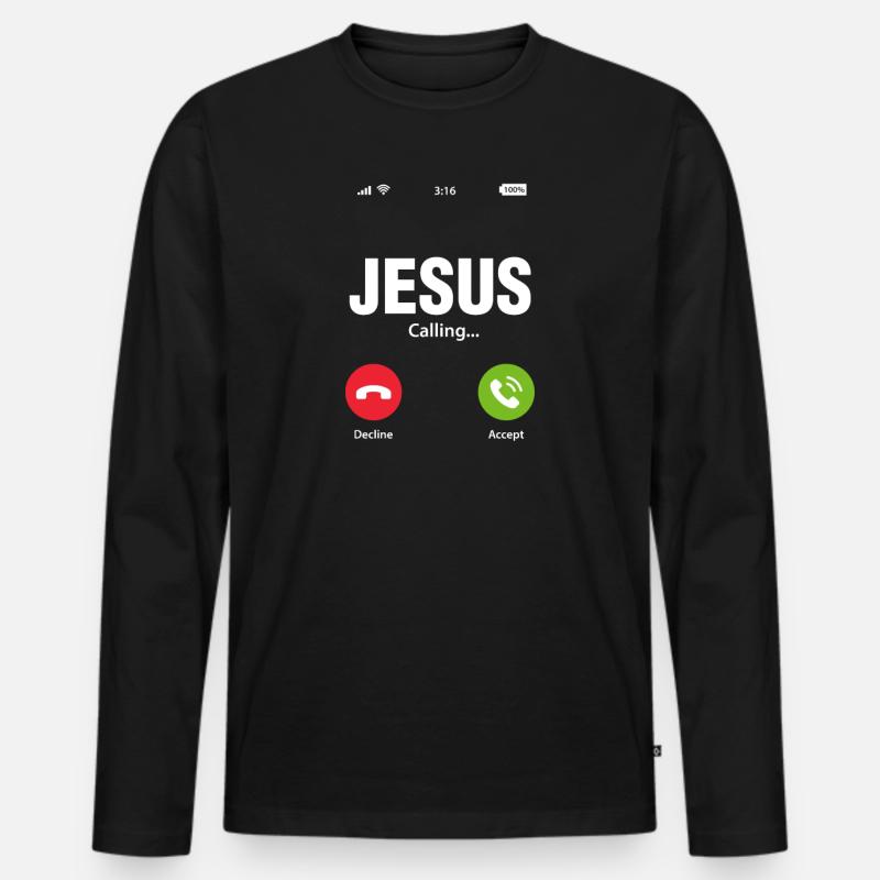 Jesus - Männer Premium Bio Langarmshirt - Schwarz