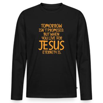 Jésus - T-shirt manches longues Premium bio Homme - noir - Devant - Nico (187cm)
