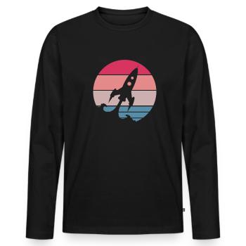 fusée - T-shirt manches longues Premium bio Homme - noir - Devant - Nico (187cm)