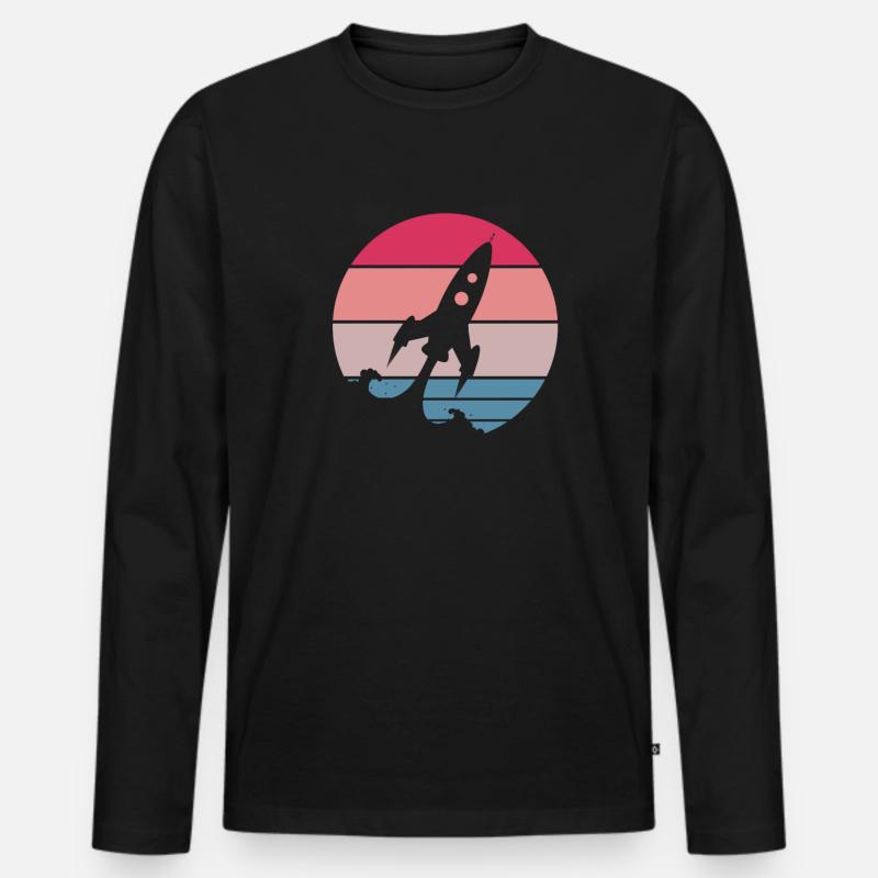 Rakete - Männer Premium Bio Langarmshirt - Schwarz
