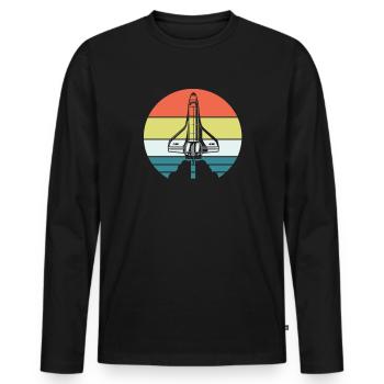 Astronaut outer space space rocket gift - Men's Premium Organic Long Sleeve Shirt - black - Front - Nico (187cm)
