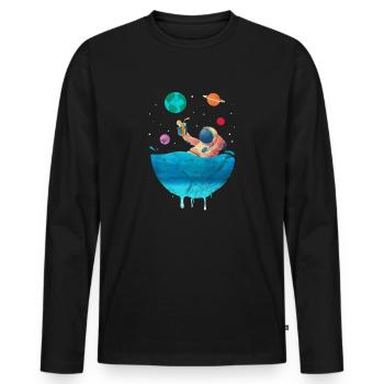 astronaute - T-shirt manches longues Premium bio Homme - noir - Devant - Nico (187cm)