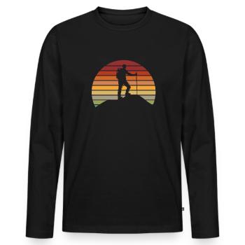 Wandern - Männer Premium Bio Langarmshirt - Schwarz - Vorne - Nico (187cm)
