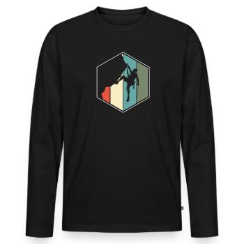 Montée - T-shirt manches longues Premium bio Homme - noir - Devant - Nico (187cm)