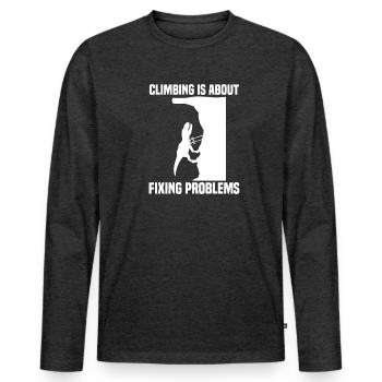 Climb - Men's Premium Organic Long Sleeve Shirt - heather anthracite - Front - Nico (187cm)