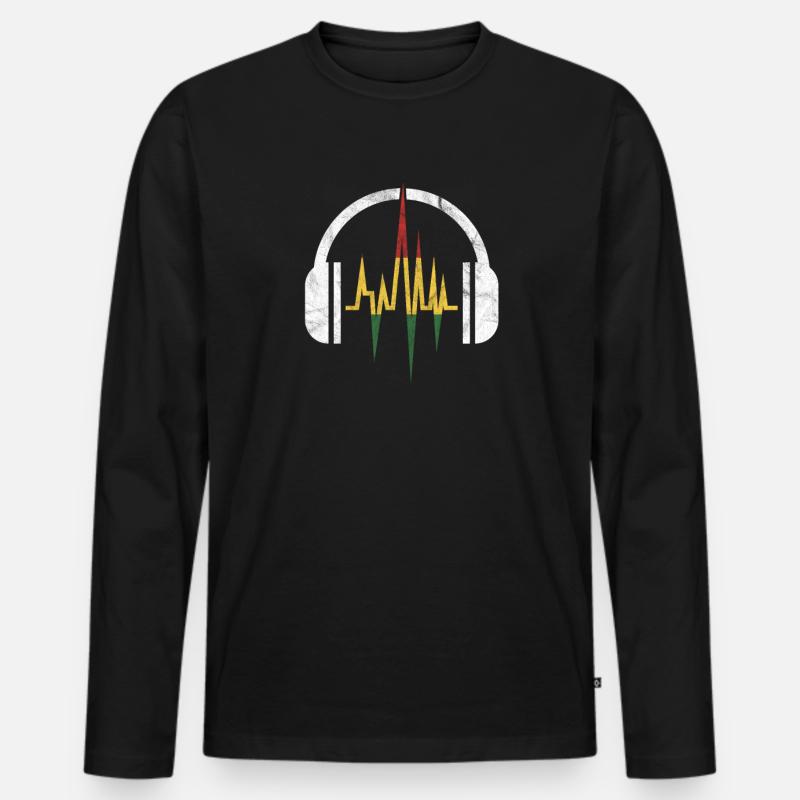 Reggae - Männer Premium Bio Langarmshirt - Schwarz