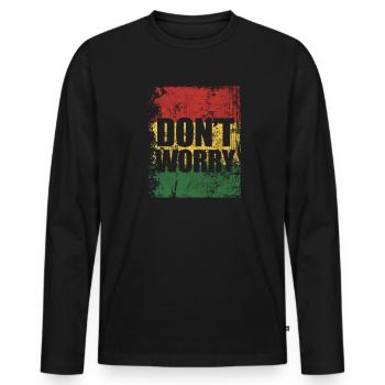 Rasta Rastafarian Reggae Jamaica Ragga Gift - Men's Premium Organic Long Sleeve Shirt - black - Front - Nico (187cm)