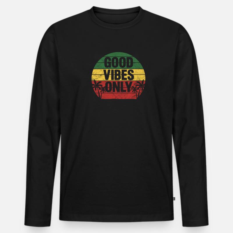 Rasta - Männer Premium Bio Langarmshirt - Schwarz