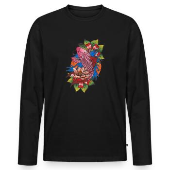 Tattoo tattooed tattoos tattoo koi gift - Men's Premium Organic Long Sleeve Shirt - black - Front - Nico (187cm)