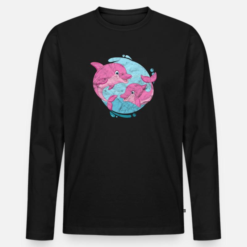 Delfin - Männer Premium Bio Langarmshirt - Schwarz