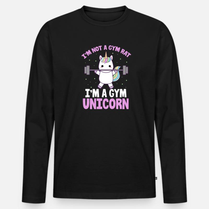 Gym Einhorn - Männer Premium Bio Langarmshirt - Schwarz