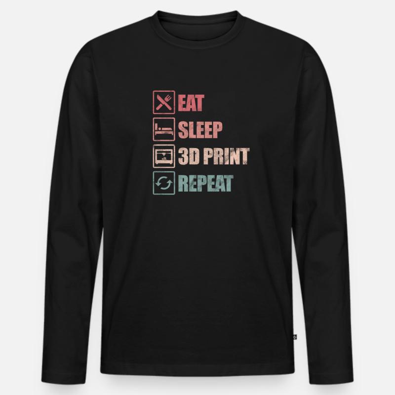 3d Drucker - Männer Premium Bio Langarmshirt - Schwarz