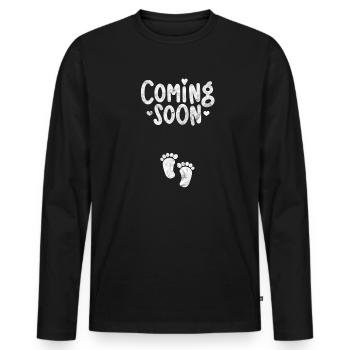Grossesse - T-shirt manches longues Premium bio Homme - noir - Devant - Nico (187cm)