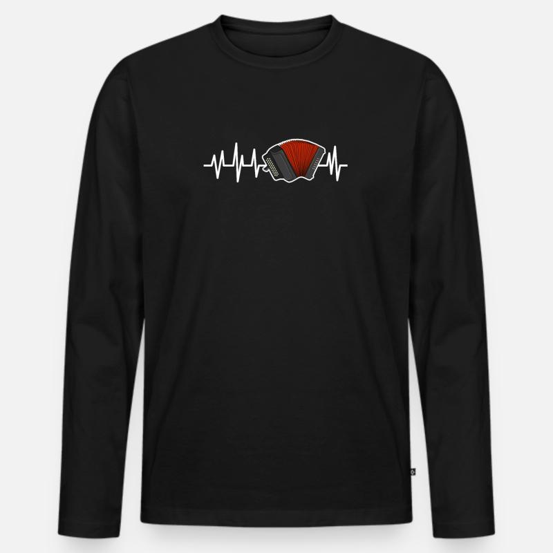 Akkordeon Herzschlag - Männer Premium Bio Langarmshirt - Schwarz