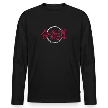 aikido - Men's Premium Organic Long Sleeve Shirt - black - Front - Nico (187cm)