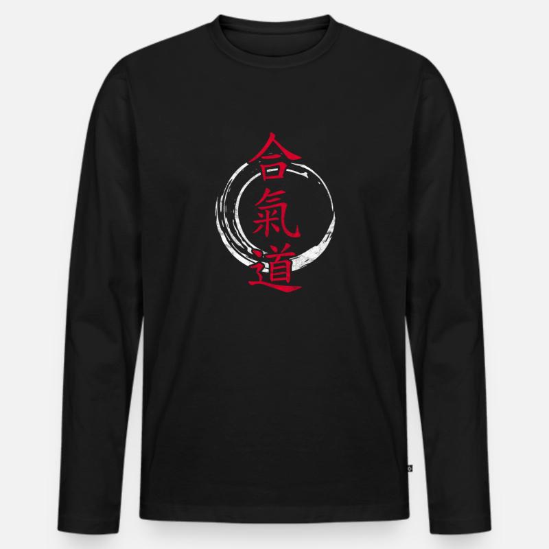 Aikido - Männer Premium Bio Langarmshirt - Schwarz