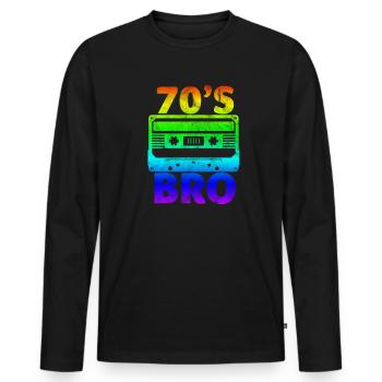 70er Jahre - Männer Premium Bio Langarmshirt - Schwarz - Vorne - Nico (187cm)