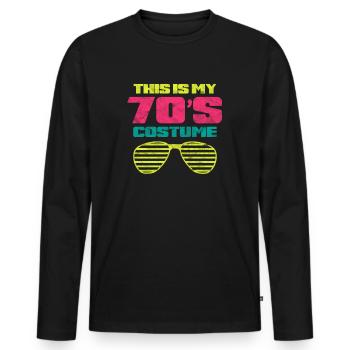 70er Jahre - Männer Premium Bio Langarmshirt - Schwarz - Vorne - Nico (187cm)