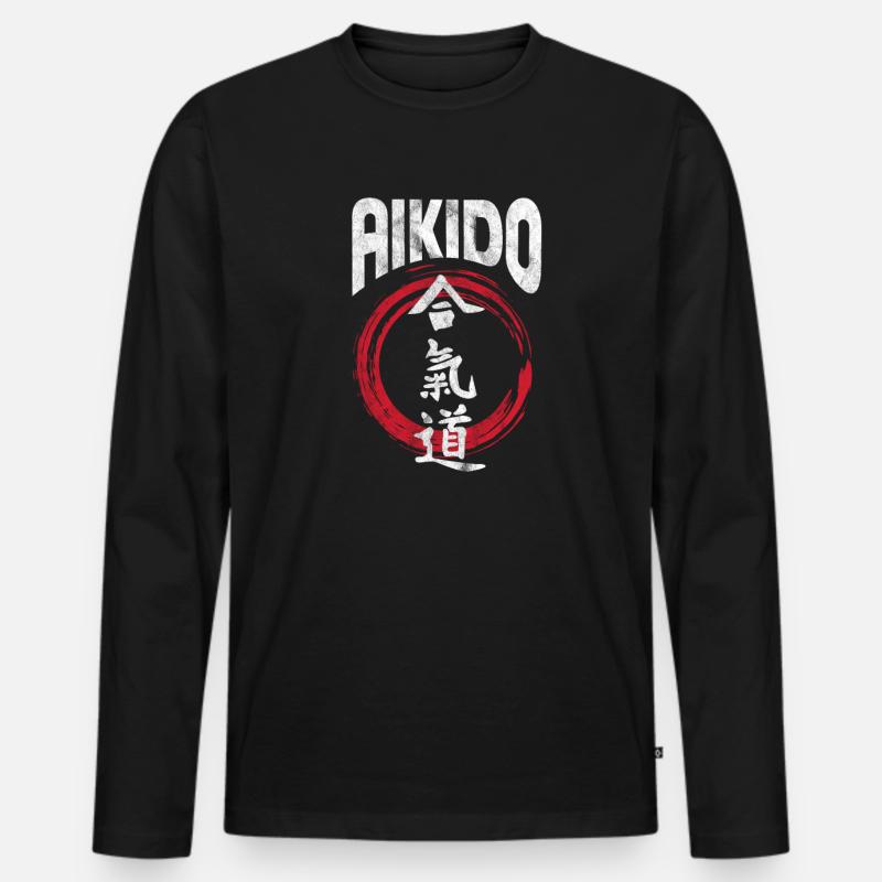 Aikido - Männer Premium Bio Langarmshirt - Schwarz