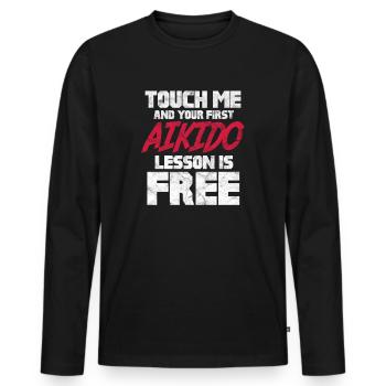 aikido - Men's Premium Organic Long Sleeve Shirt - black - Front - Nico (187cm)