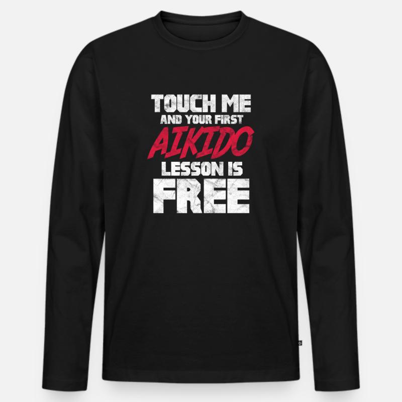 Aikido - Männer Premium Bio Langarmshirt - Schwarz